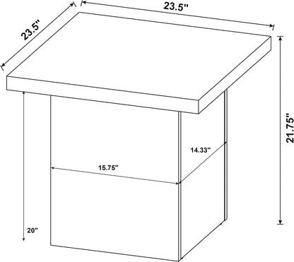 Coaster Home Furnishings - Devar - Wood - Square End Table with Thick Top, Plinth Base, and Blocky Frame - Living Room - 23.5-Inch - Dark Pine - 710887