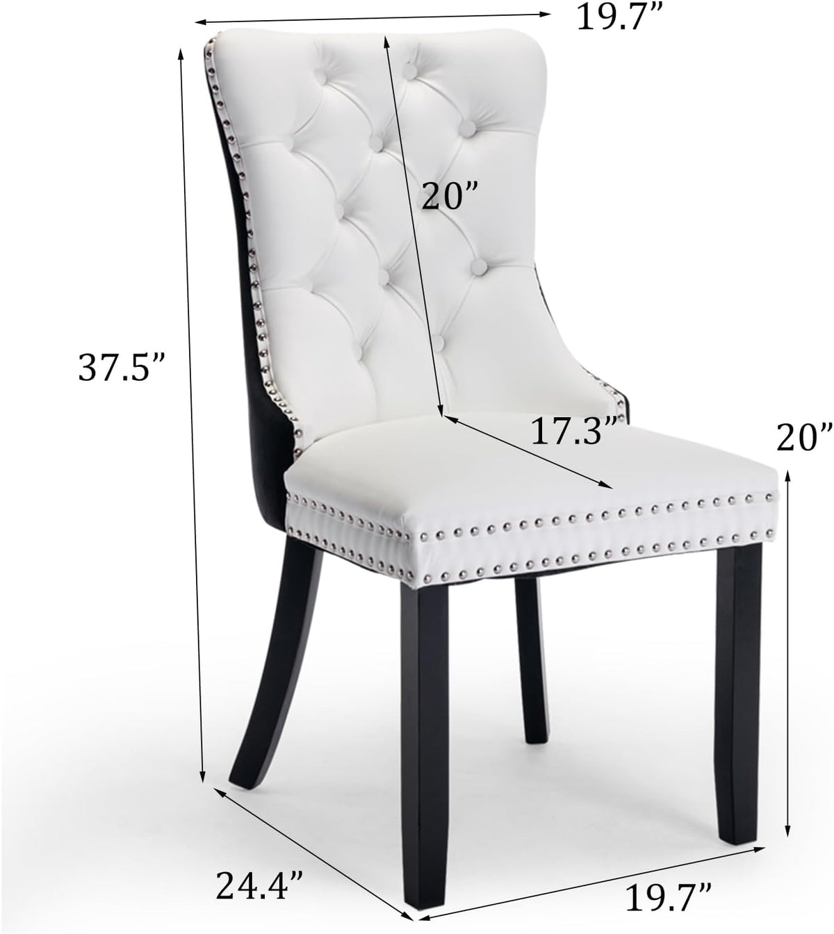 Dining Table and Dining Chair Set 23.6" Black Round Table&2 Leather Upholstered Wooden Legs Chairs for Kitchen Dining Room Small Space 3 Piece Dining Table and Chair Set(Black&White)