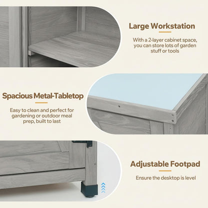 31" Weatherproof Small Storage Cabinet, Storage Cabinets with Water-Based Paint, Tool Cabinet with Magnetic Door for Patio & Garage, Gray