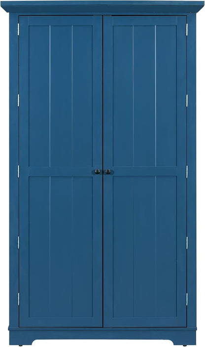 LUMISOL Kitchen Pantry with Drawers, 72" Tall Freestanding Cupboard Storage Cabinets with Door Shelves & Pull-Out Trays, Dining Storage Cabinet Cupboard with Adjustable Shelves, for Dining Room, Blue