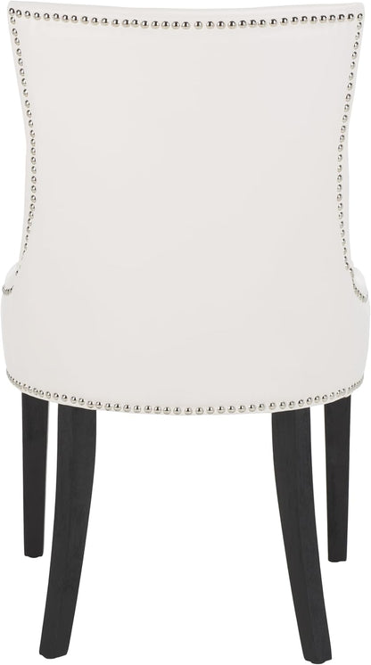 SAFAVIEH Home Collection - Lester White Faux Leather Dining Chair, Nailhead Trim, Modern Transitional Accent Seating (MCR4709N)