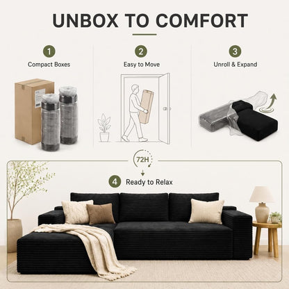 96" Sectional Couches for Living Room Cloud Couch Sofa with L-Shape Upholstered Couchs Modern Modular Sectional Couch with Chaise