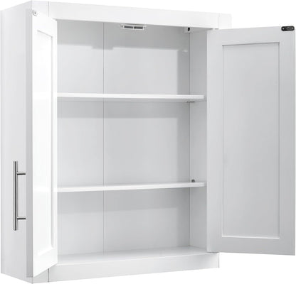 Crosley Furniture Savannah Wall Mounted Bathroom Storage Medicine Cabinet with Shelves, Snow