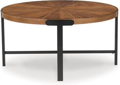 GTU Furniture Casual Acacia Wood Square 3-Piece Coffee Table Set, Cocktail Table with 2 Matching End Tables, Brown Finish for Living Room