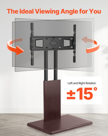 VEVOR Universal TV Stand, Table Top TV Stand for 32-70 inch Screens, Swivel and Height Adjustable TV Mount Stand Holds up to 99 lbs with Power Strip, for Living Room, Bedroom, MAX VESA 600 x 400 mm