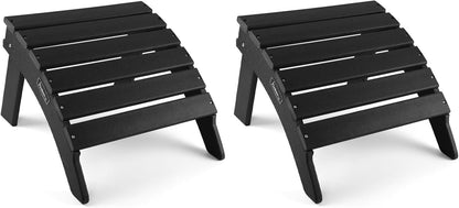 FUNBERRY Folding Adirondack Ottoman Set of 2, HDPE All Weather Outdoor Foot Rest, Easy Storage Patio Footstool, Ottomans and Footstools for Outside