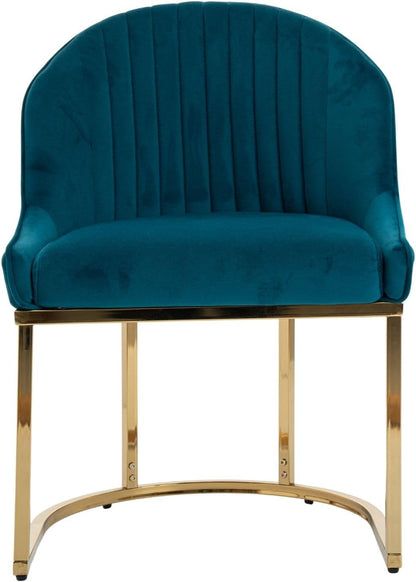 Hyfirm Modern Dining Chairs Set of 4, Velvet Teal Upholstered Kitchen Chairs with Gold Metal Legs, Padded Fabric Accent Chairs for Living Room, Dining Room, Cafe