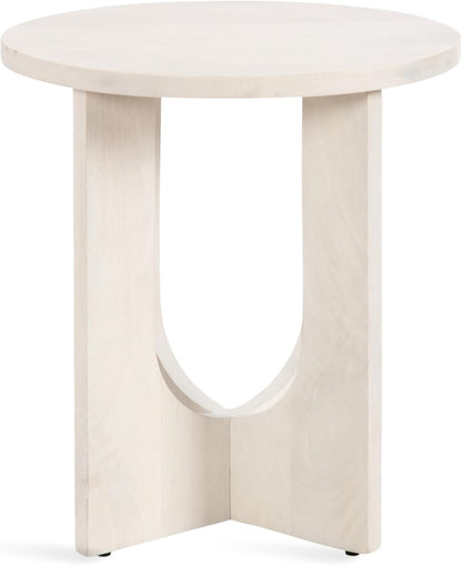 Kate and Laurel Sureda Modern Wooden Oval Side Table; 20 x 16 x 22; Bleached Wood; Transitional Wood End Table for Use as Bedroom Nightstand or Living Room Plant Stand Table