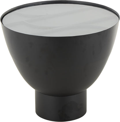 Deco 79 Metal Geometric Side End Accent Table End Table with Glass Tabletop and Elevated Base, Side Table 22" x 22" x 19", Black