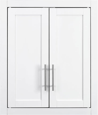 Crosley Furniture Savannah Wall Mounted Bathroom Storage Medicine Cabinet with Shelves, Snow