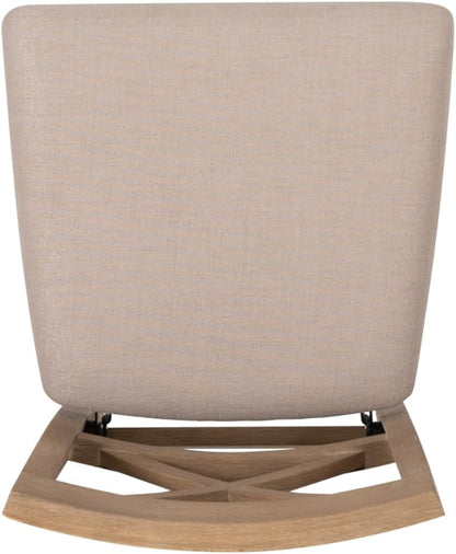 Linon Triena X Back Neutral Greywash Wooden Fully Assembled Folding 24 Inch Seat Height Counter Stool with Beige Upholstered Seat