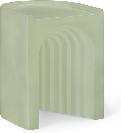 Meridian Furniture 646Green-ET Avenda Collection Art Deco End Table with Finished Concrete that can be Used for Indoors or Outdoors, 14.25" W x 14.25" D x 18.75" H