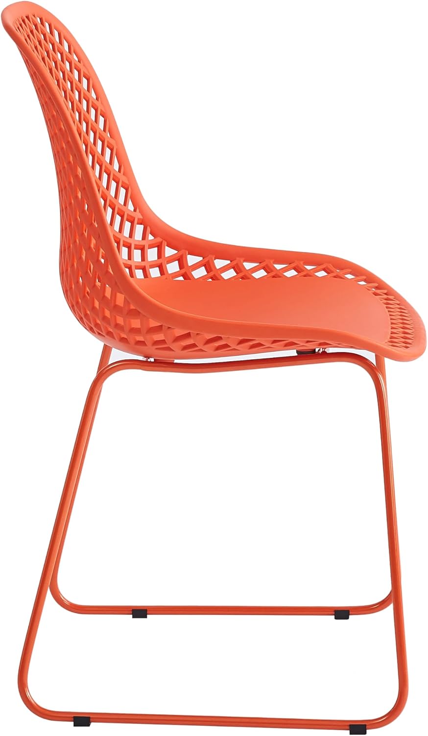 Modern Dining Chairs Set of 2, Stable Plastic Kitchen Chairs with Metal Sled Base for Dining Room (Blood Orange)