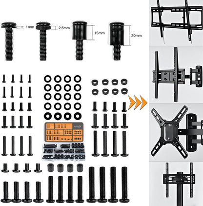 Universal TV Mounting Hardware Kit | M4/M5/M6/M8 Screws & Spacers | VESA-Compatible for TVs & Monitors Up to 80" | Organized & Labeled for Quick Installation