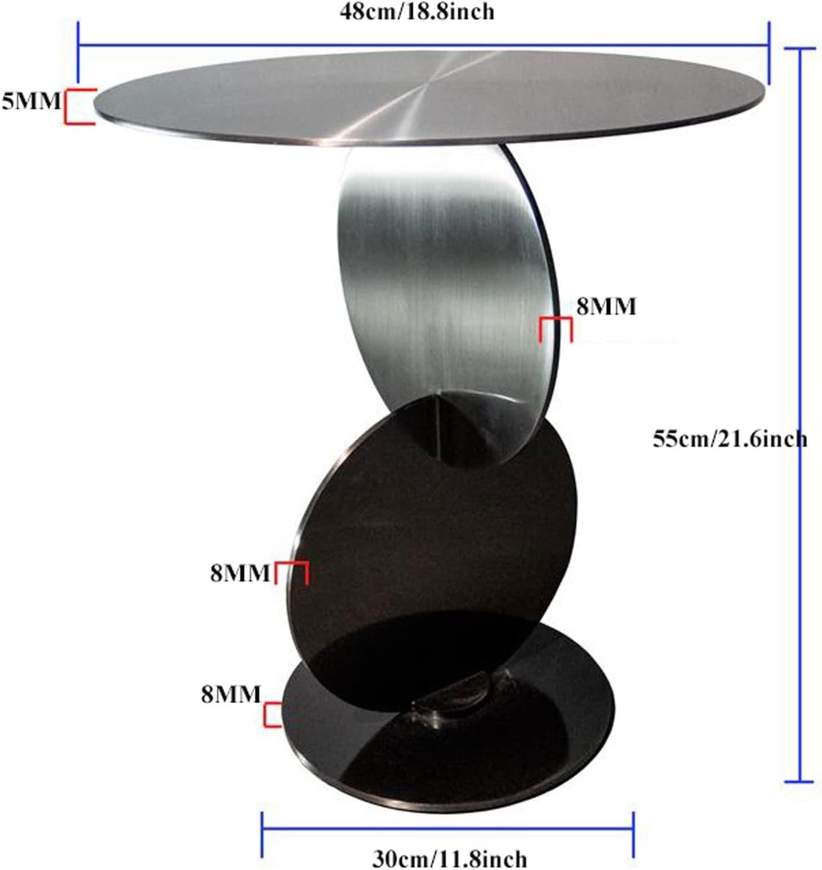 End Tables Small Round Side Table, Modern Metal End,Bedside Nightstand Coffee for Living Room, Bedroom and Couch, 18.8x21.6inches