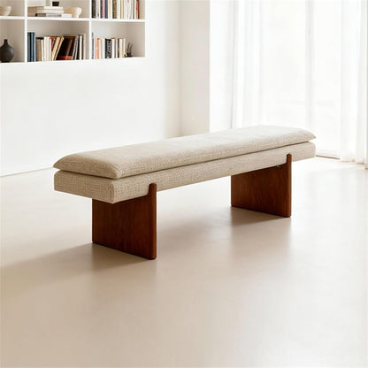 Modern White Bedroom Bench Walk-in Closet Wooden and Fabric Entryway(Small)