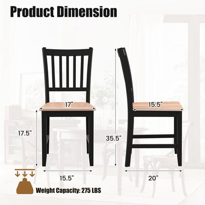 POWERSTONE Dining Chairs Set of 4, Wooden Windsor Kitchen Chair with Large Seat Spindle High Back for Kitchen and Dining Room, Black