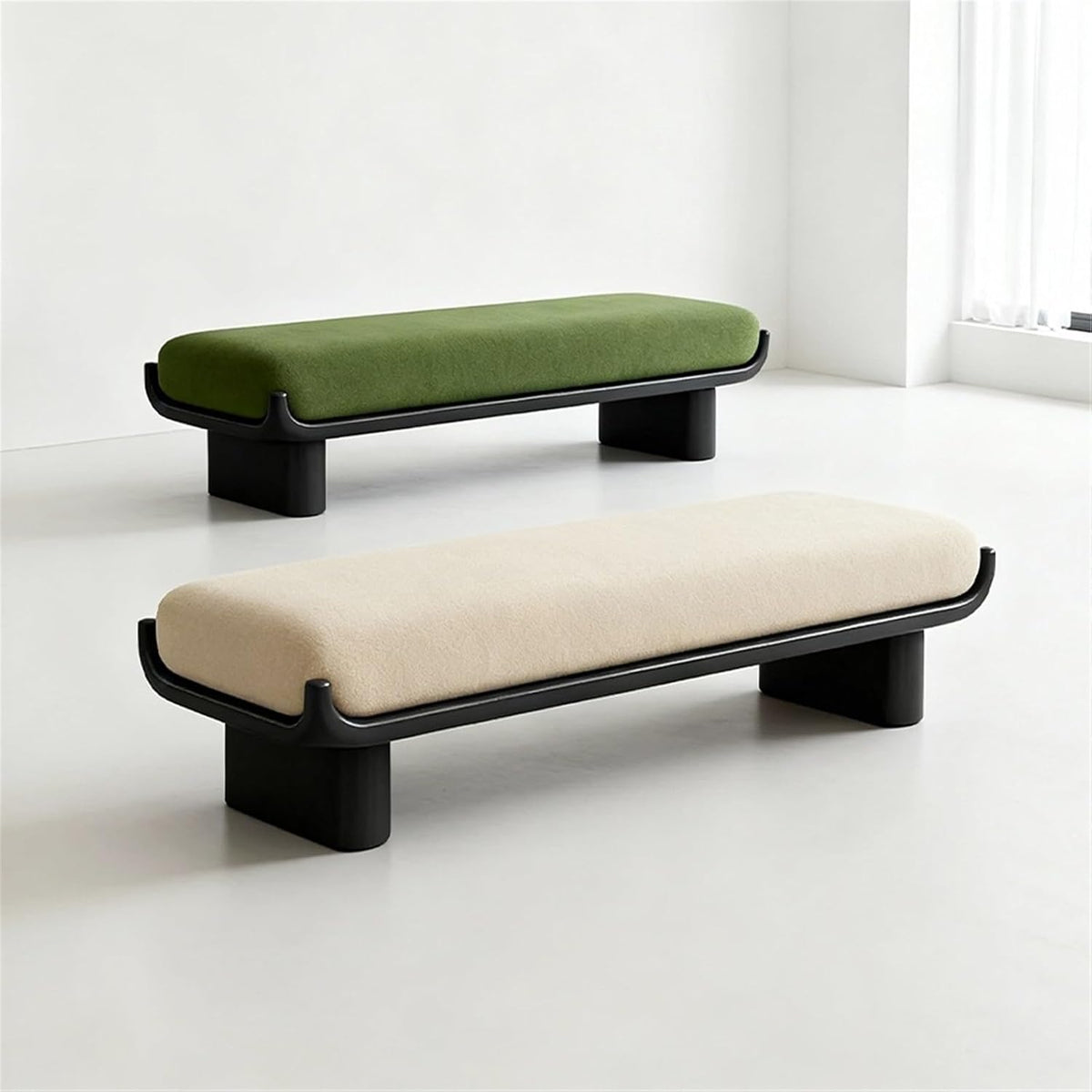 Modern Wooden and Fabric Long Shoe-Changing Bench for Living Room and Bed end Entryway(XXL)