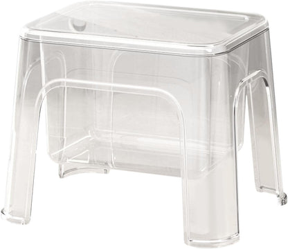 Step Stool Footstool Storage Ottoman Shoe Changing Stool for Laundry Household Bedroom, Clear