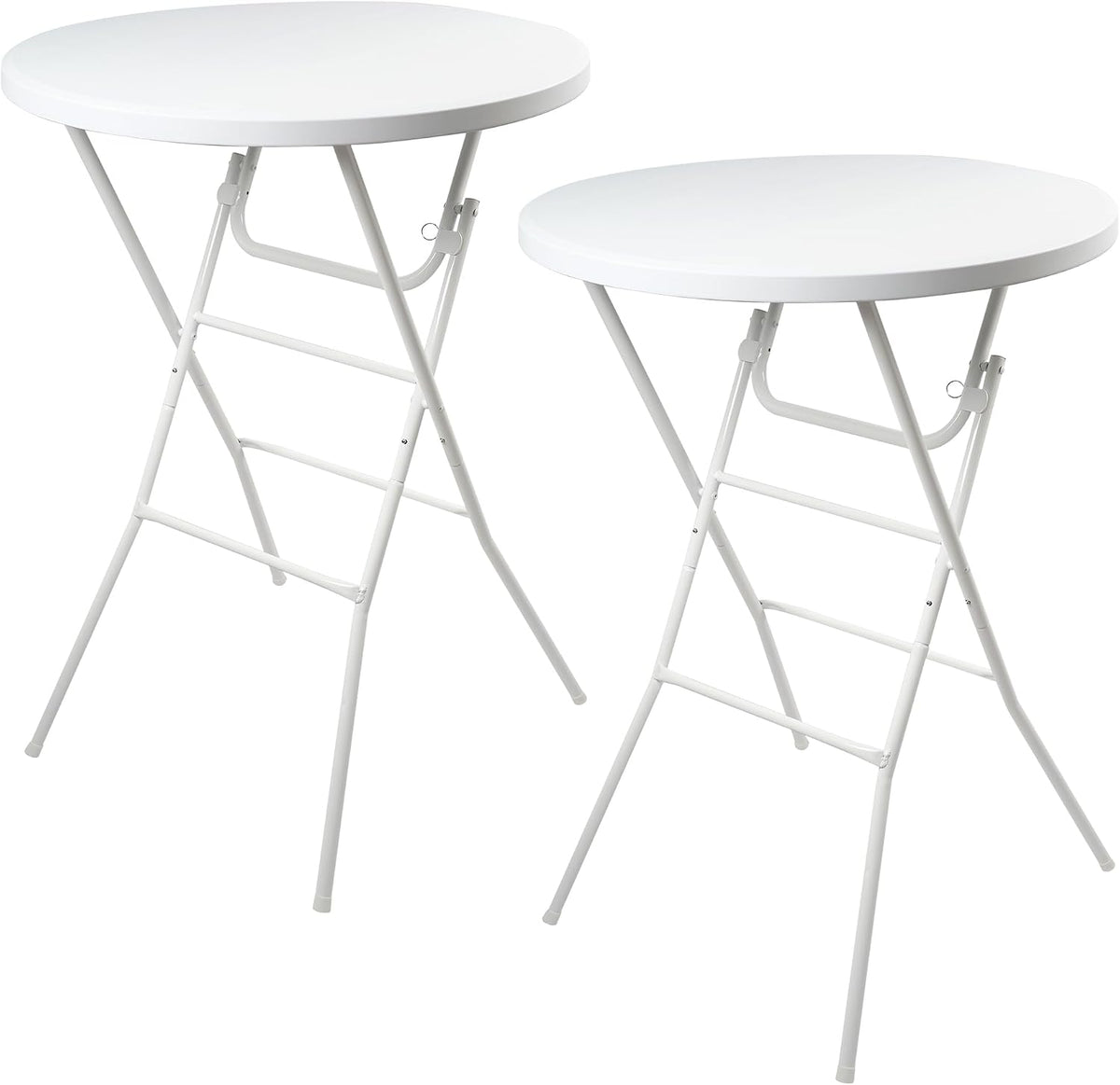 Folding Round Table, 32in Cocktail Table, High Top Table with Removable Legs, Foldable Bar Tables, Pub Tables for Weddings, Parties,Patio, Business Events (White, 32" Round - Set of 2)