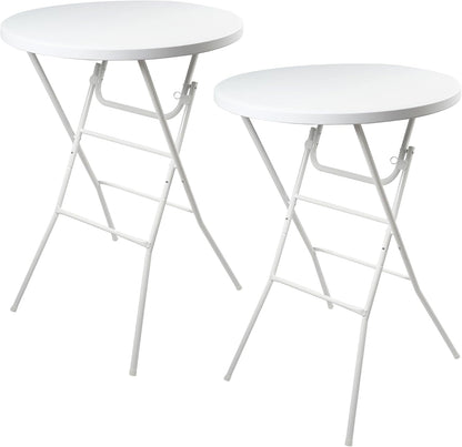 Folding Round Table, 32in Cocktail Table, High Top Table with Removable Legs, Foldable Bar Tables, Pub Tables for Weddings, Parties,Patio, Business Events (White, 32" Round - Set of 2)