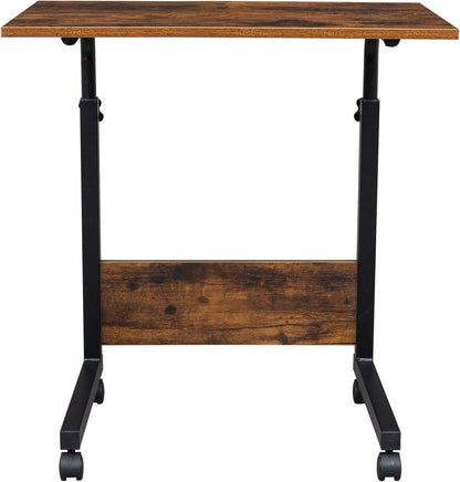 End Table,Mobile Side Table, Mobile Laptop Desk Cart, Adjustable Over Bed Table with Wheels for Sofa, Couch Deak for Sofa Laptop Coffee Snack, for Living room Bedroom, 23.62 x 15.74 x 27.16-37.79 in