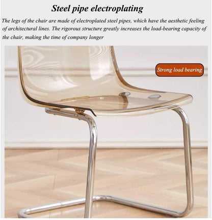 Etlegor Clear Acrylic Dining Chairs, Modern Kitchen Chairs with Chrome Base, for Dining Room, Living Room, Office, Leisure Area(Orange-red)