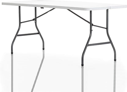 Cosco 6ft Fold-in-Half Blow Molded Folding Table, Indoor/Outdoor, Comfort Handle, Lightweight Plastic Construction - White