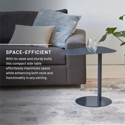 Pemberly Row Modern Metal End Table, 20 in H x 19.75 in W, C-Shaped Space-Saving Design, Durable Steel Construction, Powder Coat Blue Finish, Compact Side Table for Living Room, Bedroom, or Small