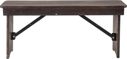 Taylor & Logan Ingles 40'' x 12'' Mahogany Solid Pine Folding Farm Bench
