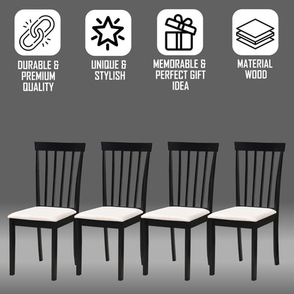 Kings Brand Furniture - Set of 4 Wood Dining Chairs - Upholstered Modern Dining Room Kitchen Armless Side Chair, Black