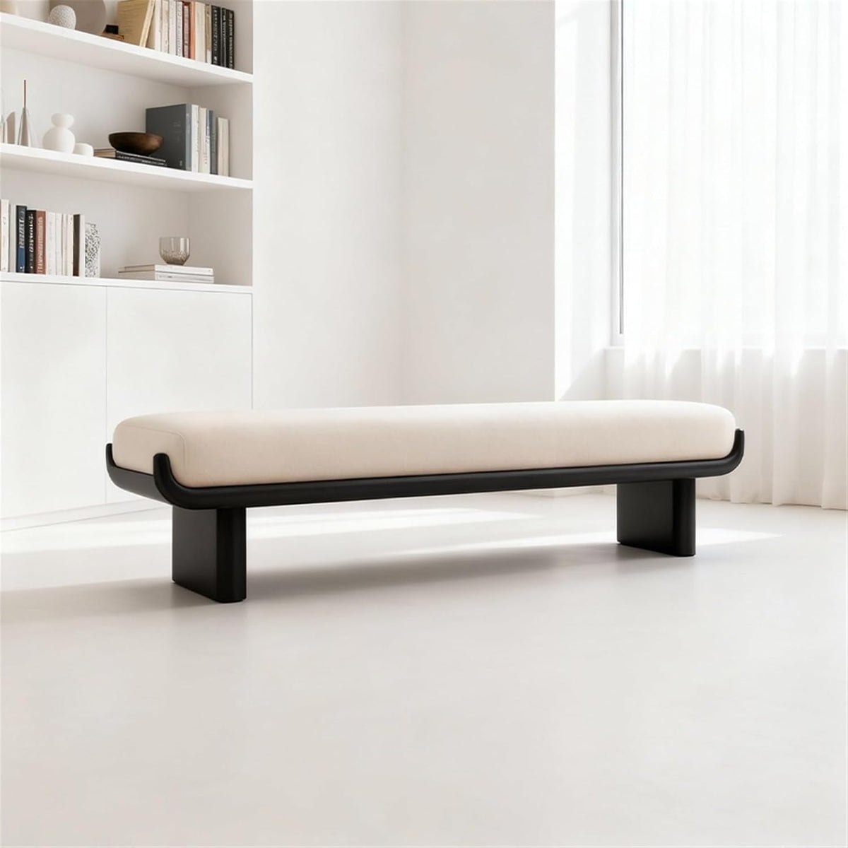 Modern Wooden and Fabric Long Shoe-Changing Bench for Living Room and Bed end Entryway(XXX-Large)