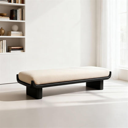 Modern Wooden and Fabric Long Shoe-Changing Bench for Living Room and Bed end Entryway(Medium)