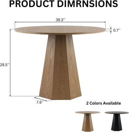 39" Farmhouse Walnut Dining Table, Small Wood Round Dinner Table for 4, Rustic Round Dining Room & Kitchen Table for Home Office Dining Room Living Room Apartment, Walnut