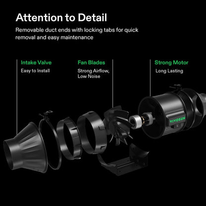 VIVOSUN Smart Air Filtration T4 Kit, 4" – Inline Duct Fan, Carbon Filter & Speed Controller for Grow Tents