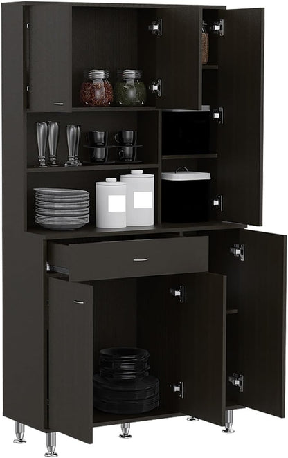 90 Kitchen Pantry, One Drawer, Multiple Cabinets, Two Open Shelves,for use in Restaurants