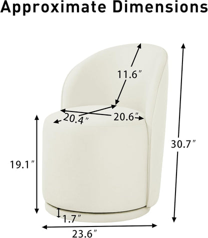 Swivel Barrel Dining Chairs, Upholstered Modern Accent Chair for Living Room, Bedroom, Makeup Vanity, Dining Room, Kitchen (Swivel Fabric Cream White, Set of 6)