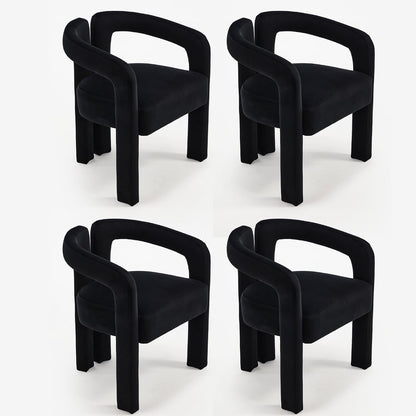 Fabric Barrel Side Chairs, Modern Designed Upholstered Fabric Accent/Dining Chair, Kitchen Armchair for Living Room Dining Room Bedroom (Black-1, Set of 4)