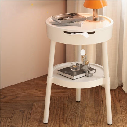 2 Tier Portable End Table, Decorative Side Table, PP Plastic Coffee Table, Modern Corner Table for Living Room, Bedroom, Balcony(Pink)