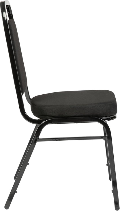 Flash Furniture Hercules Series Trapezoidal Back Stacking Banquet Chair with 2.5" Thick Seat in Black Fabric - Black Frame