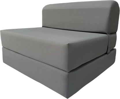 D&D Futon Furniture Sleeper Chair Folding Bed, Studio Sofa Guest Folded Mattress, High Density Foam (70 x 32 x 6, Gray)