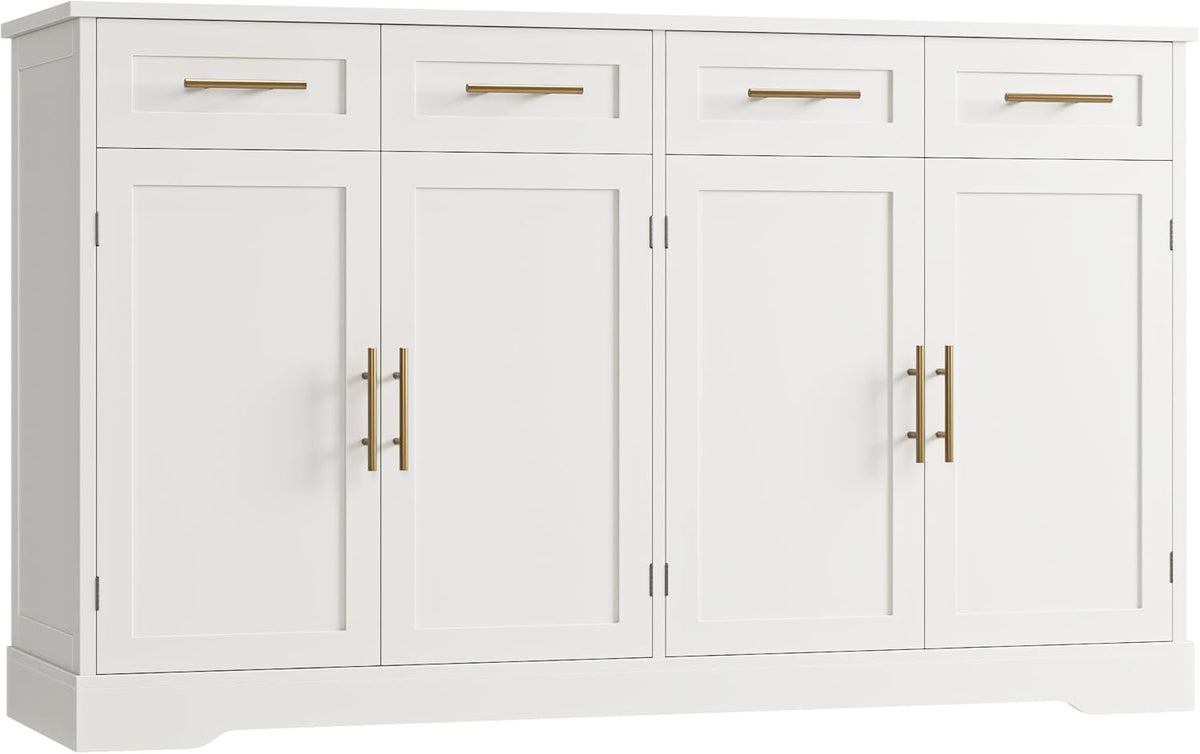 HOSTACK 60" W Sideboard Buffet Cabinet with Storage, Kitchen Cabinet, White