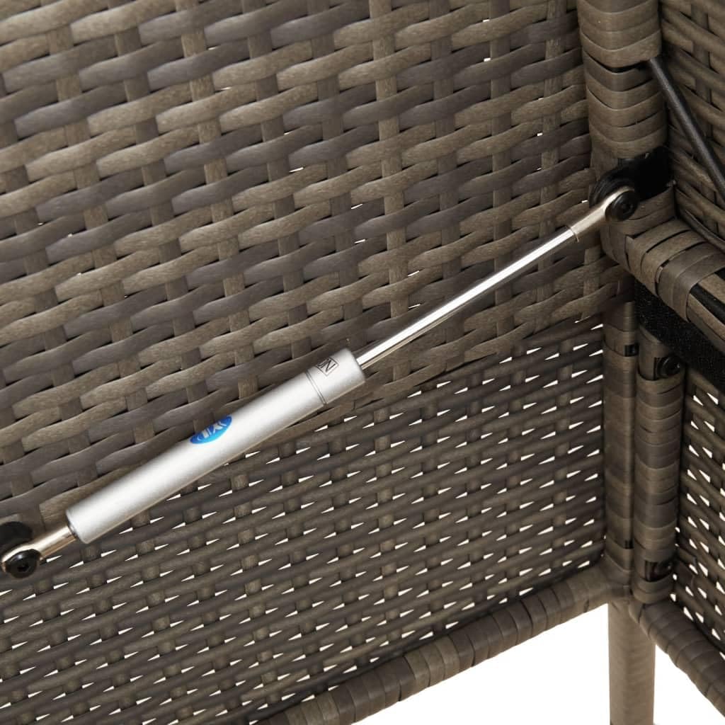 Gray Poly Rattan Patio Storage Bench with Cushion, Outdoor Seat with Waterproof Storage Bag for Cushions and Towels
