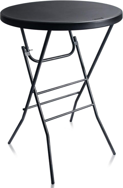 Byliable 32in Cocktail Folding Table, Round High Top Bar Table, Black | Portable Foldable Design with Removable Legs, Two Folding Methods, HDPE Tabletop, Indoor Outdoor for Parties, Patio, Events