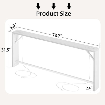 TIQLAB Sofa Table, 79 inch (1.2'' Thickness) Long Console Table Behind Couch, Narrow Entryway Table with Angled Metal Frame, Industrial Console Table, White