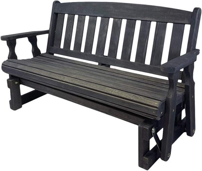 Amish Casual Heavy Duty 800 Lb Mission Pressure Treated Porch Glider (4 Foot, Semi-Solid Black Stain)