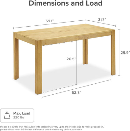mopio Logan 5 Piece 4 Seater Upholstered Dining Table Set, Modern Farmhouse Solid Wood 4 Piece 59" Dining Table Set for Dining Room Kitchen