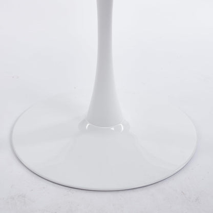 42.1" Round Dining Table Mid Century Modern Tulip Table Kitchen Dining Table for 4 People with MDF Tabletop & Pedestal Base for Coffee Office Living Room Dining Room (White)