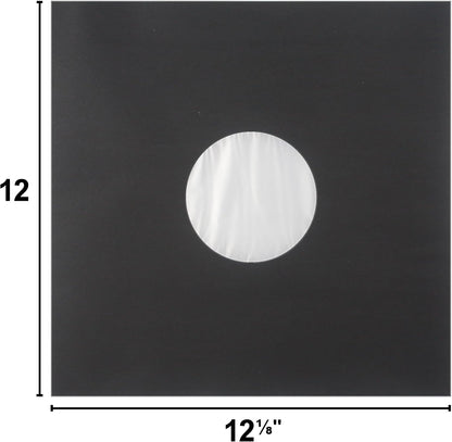 12" Premium Black Polylined Record Inner Sleeves - Archival Quality, Heavyweight Paper & Plastic #12IABK (250)