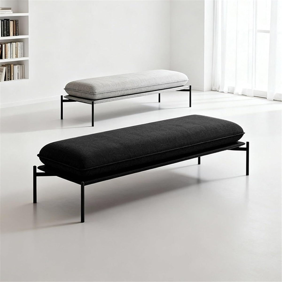 Modern Stainless Steel Bed end Stool Bedroom Resting Clothing Store Fabric Shoe Changing Entryway(Small)